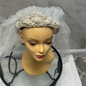 Beaded Wedding Veil with Elbow Length,  (Minor Flaw)